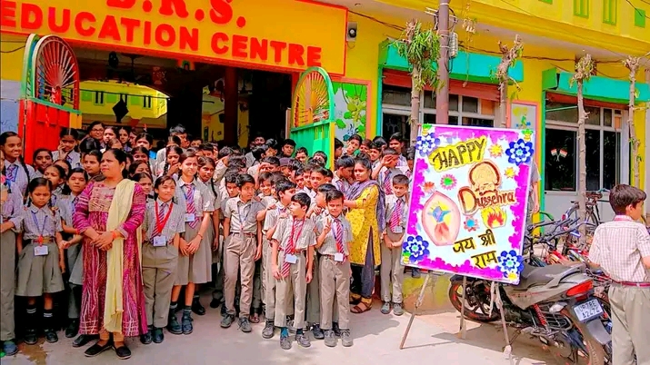 Students assembled at B.R.S. Education Center