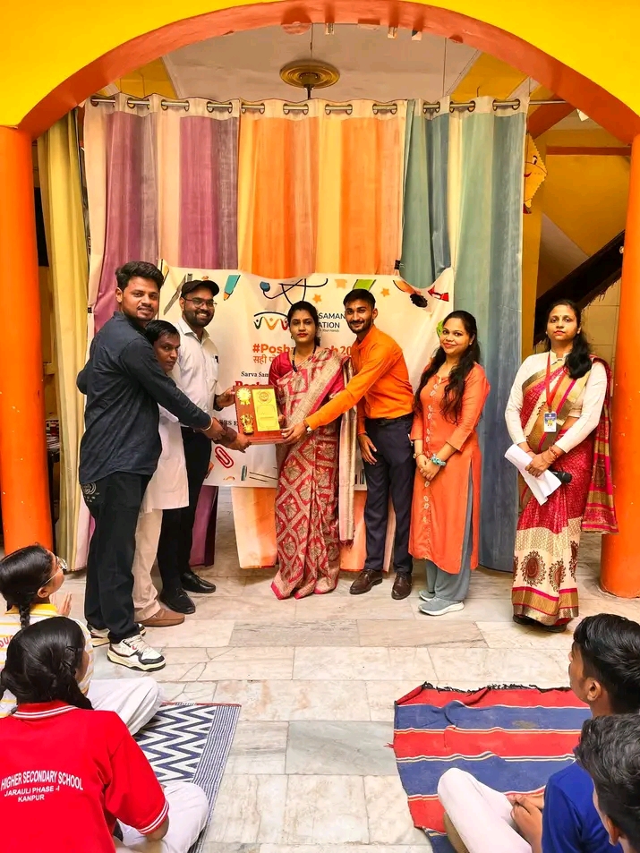 School recognition moment with teachers and students