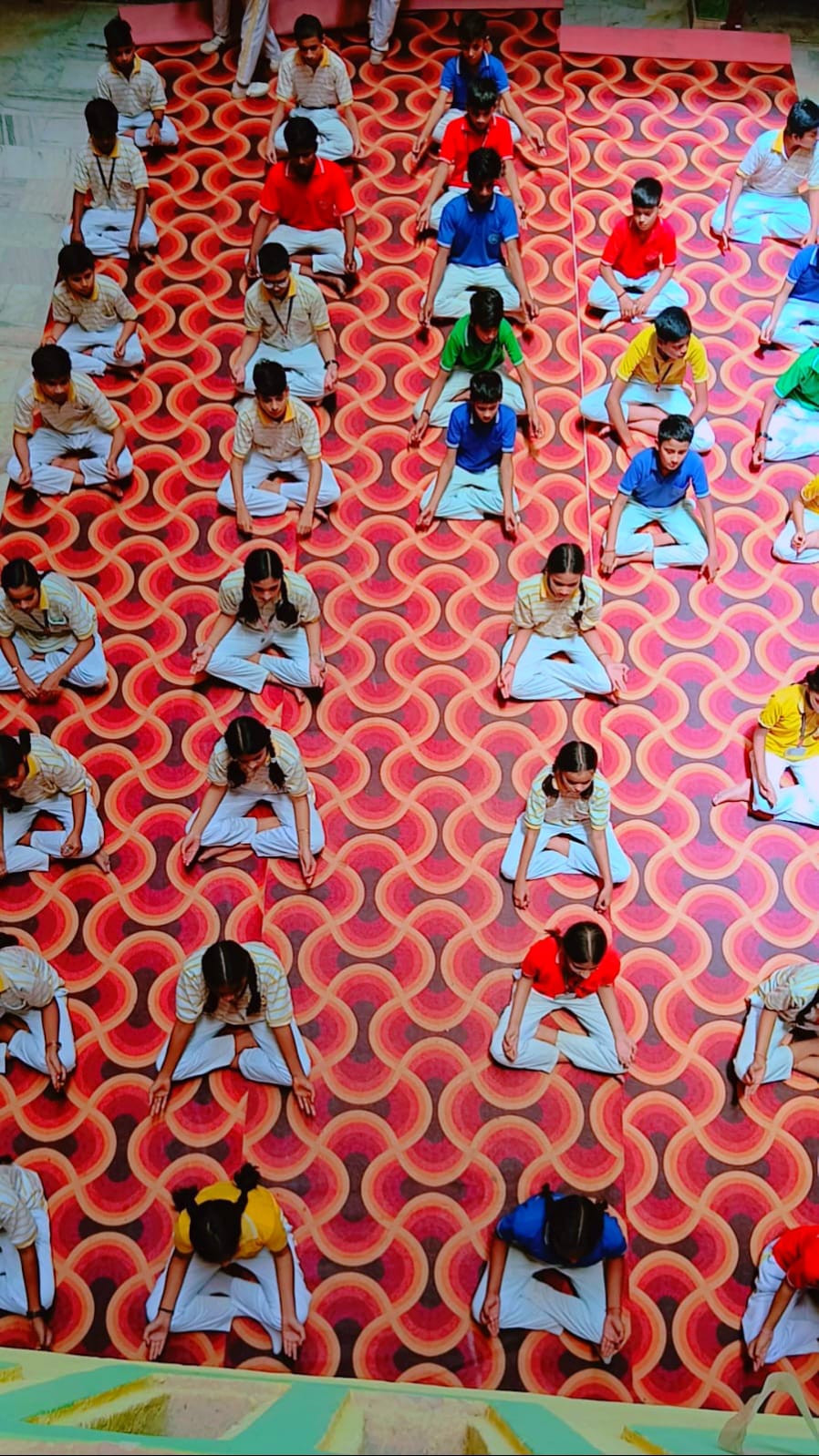Students participating in a wellbeing activity